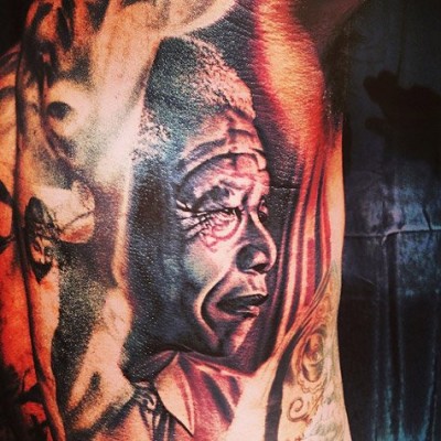 The Game Inks Huge Nelson Mandela Portrait on His Side